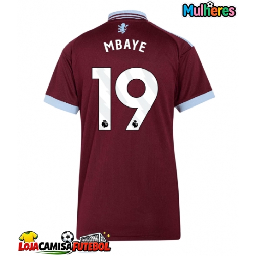 Camisa de Futebol Aston Villa Ibrahim Mbaye #19 Equipamento Principal Mulheres 2026-27 Manga Curta